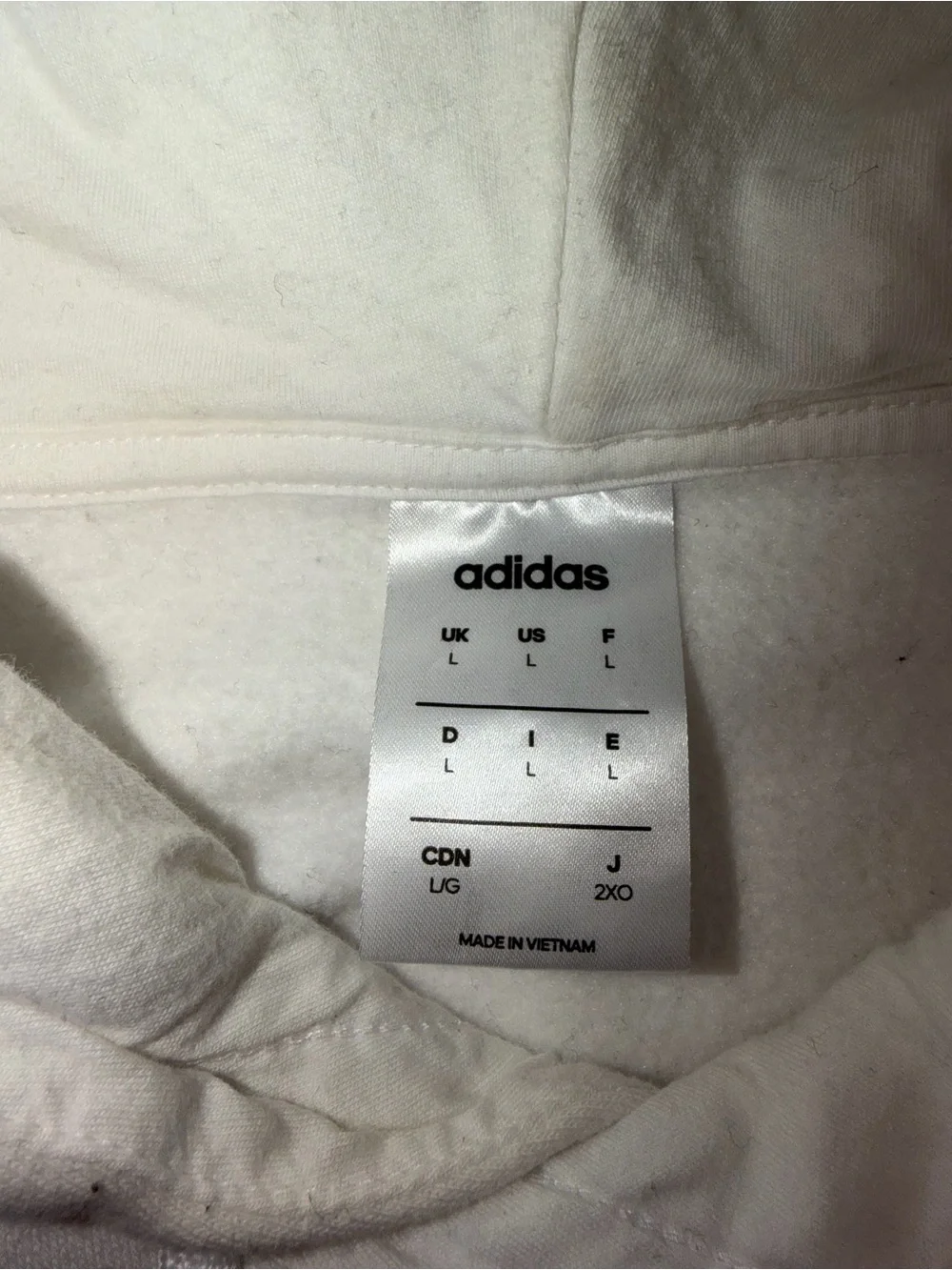 adidas White Hoodie with Black Logo & Stripes